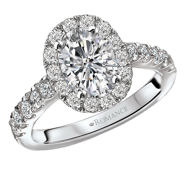 Oval  Lab Grown Diamond  Halo Semi-Mount Diamond Ring