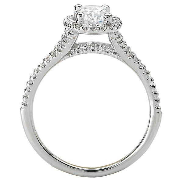 Oval  Lab Grown Diamond  Halo Semi-Mount Diamond Ring