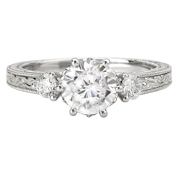 Round  Lab Grown Diamond  Vintage Semi-Mount Diamond Ring