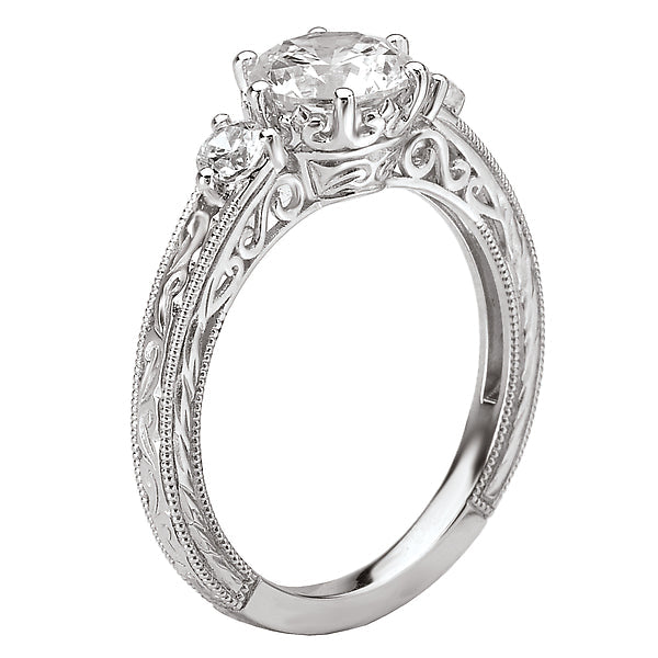 Round  Lab Grown Diamond  Vintage Semi-Mount Diamond Ring