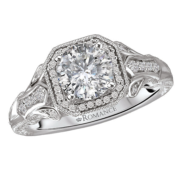 Round  Lab Grown Diamond  Vintage Semi-Mount Diamond Ring