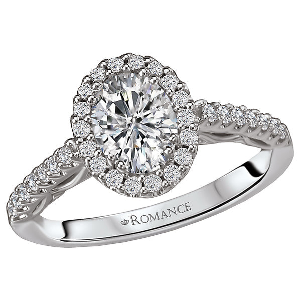 Oval  Lab Grown Diamond  Halo Semi-Mount Diamond Ring