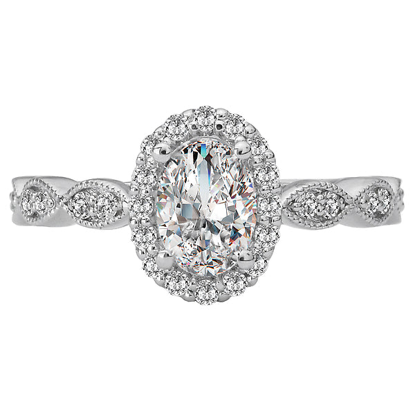 Oval  Lab Grown Diamond  Halo Semi Mount Ring