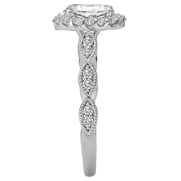 Oval  Lab Grown Diamond  Halo Semi Mount Ring