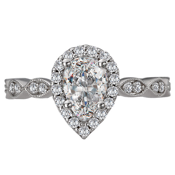 Pear  Lab Grown Diamond  Halo Semi-Mount Diamond Ring