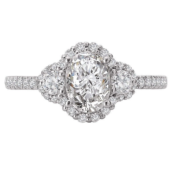 Oval  Lab Grown Diamond  Halo Semi-Mount Diamond Ring