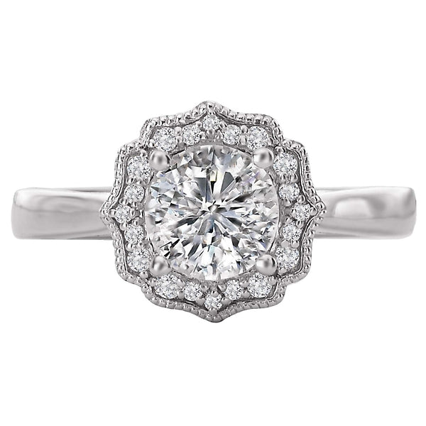 Round  Lab Grown Diamond  Halo Semi-Mount Diamond Ring