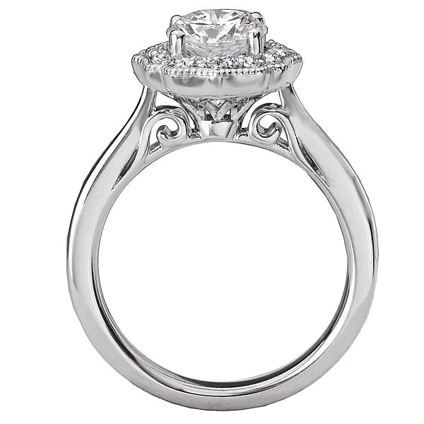 Round  Lab Grown Diamond  Halo Semi-Mount Diamond Ring