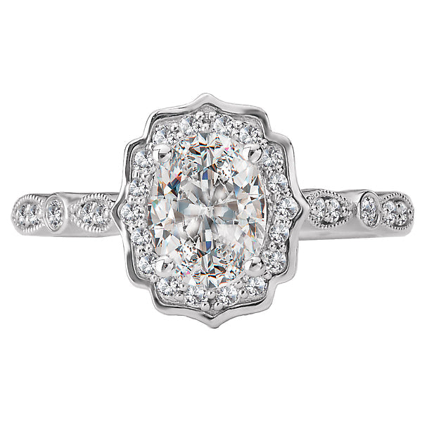Oval  Lab Grown Diamond  Halo Semi-Mount Diamond Ring