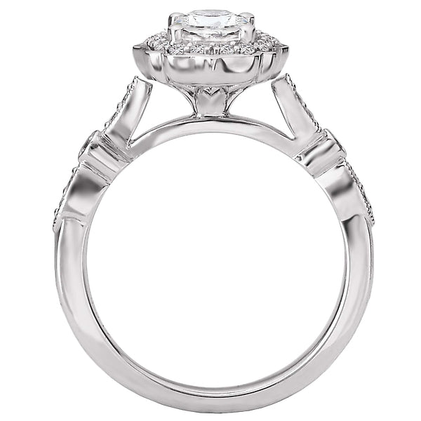 Oval  Lab Grown Diamond  Halo Semi-Mount Diamond Ring
