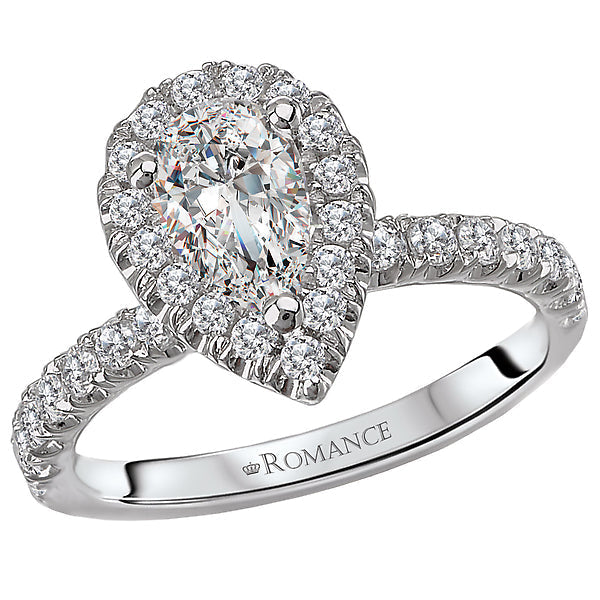 Pear  Lab Grown Diamond  Halo Semi-Mount Diamond Ring