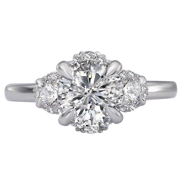 Round  Lab Grown Diamond  3 Stone Semi-Mount Diamond Ring