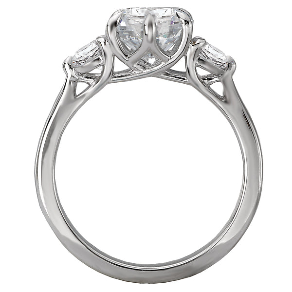 Round  Lab Grown Diamond  3 Stone Semi-Mount Diamond Ring