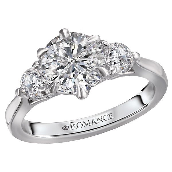 Round Lab Grown Diamond 3 Stone Semi-Mount Diamond Ring