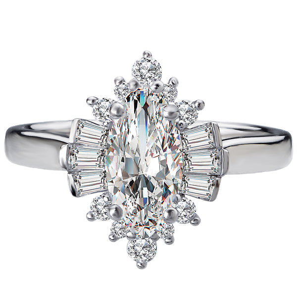 Marquise  Lab Grown Diamond  Halo Semi-Mount Diamond Ring