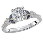 Round  Lab Grown Diamond  Sapphire and Diamond Semi-Mount Ring