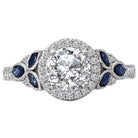 Round  Lab Grown Diamond  Sapphire and Diamond Semi-Mount Ring