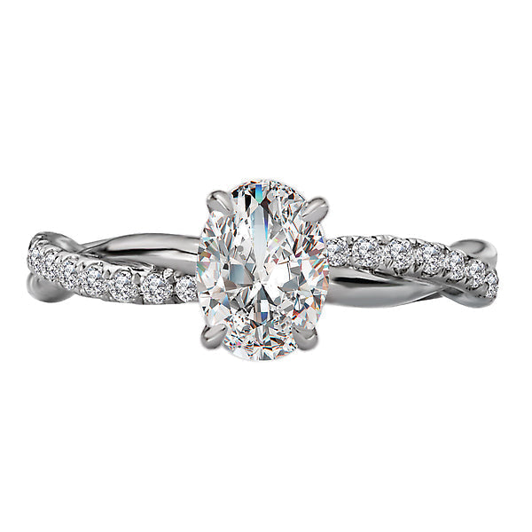 Oval  Lab Grown Diamond  Semi-Mount Diamond Engagement Ring