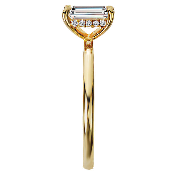 Emerald  Lab Grown Diamond  Diamond Hidden Halo Engagement Ring