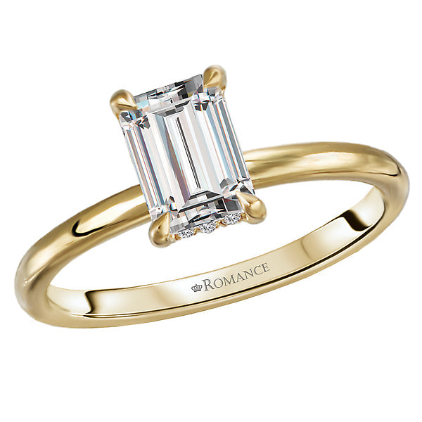 Emerald  Lab Grown Diamond  Diamond Hidden Halo Engagement Ring