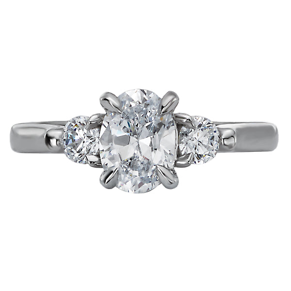 Oval  Lab Grown Diamond  3-Stone Semi-Mount Diamond Ring