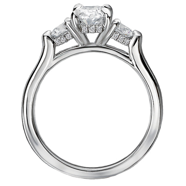 Oval  Lab Grown Diamond  3-Stone Semi-Mount Diamond Ring