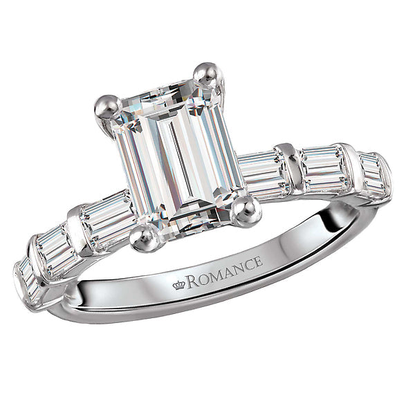 Emerald Semi-Mount Lab Grown Diamond Engagement Ring