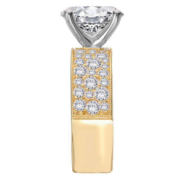 Oval Broad Band Shank Semi-Mount Lab Grown Diamond Engagement Ring