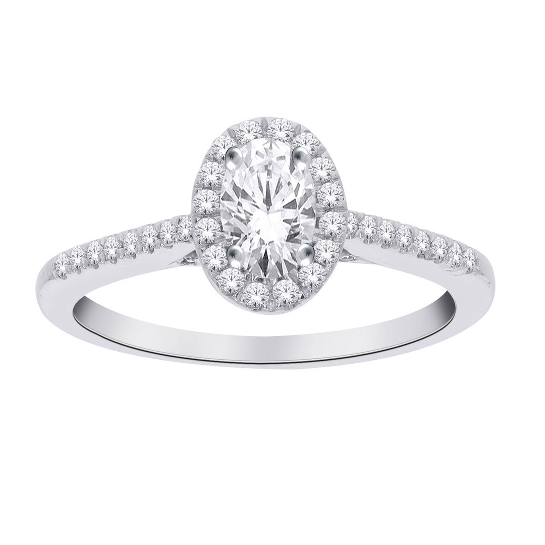 1CT Lab Grown Engagement Rings with Accent Diamonds