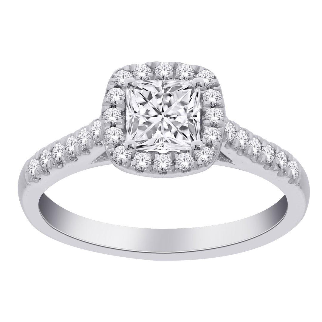 1CT Lab Grown Engagement Rings with Accent Diamonds