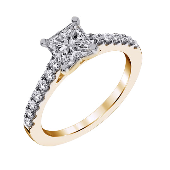 1CT Lab Grown Engagement Rings with Accent Diamonds