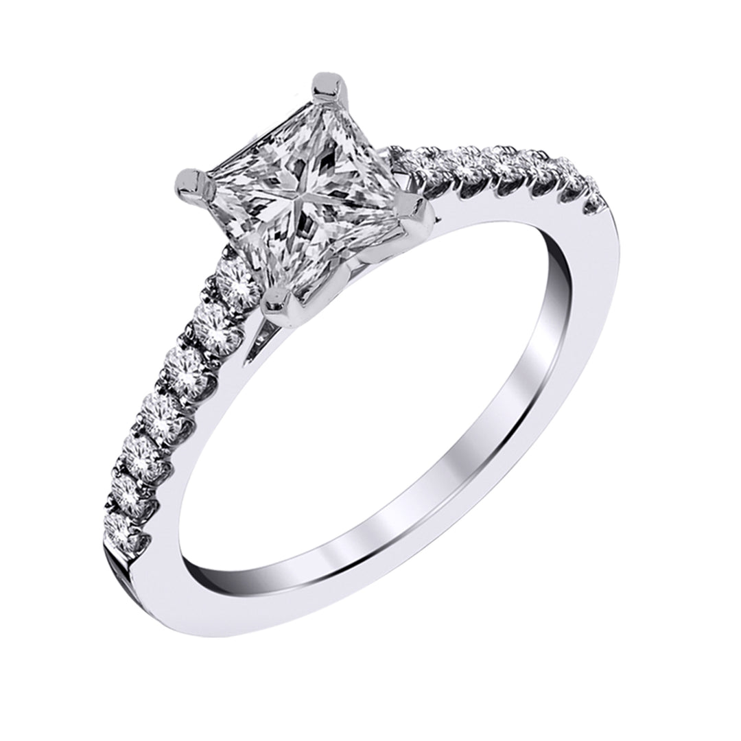 1CT Lab Grown Engagement Rings with Accent Diamonds