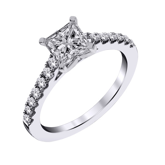 1CT Lab Grown Engagement Rings with Accent Diamonds