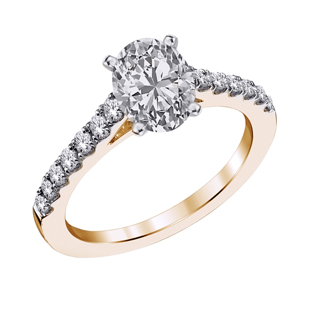 1CT Lab Grown Engagement Rings with Accent Diamonds