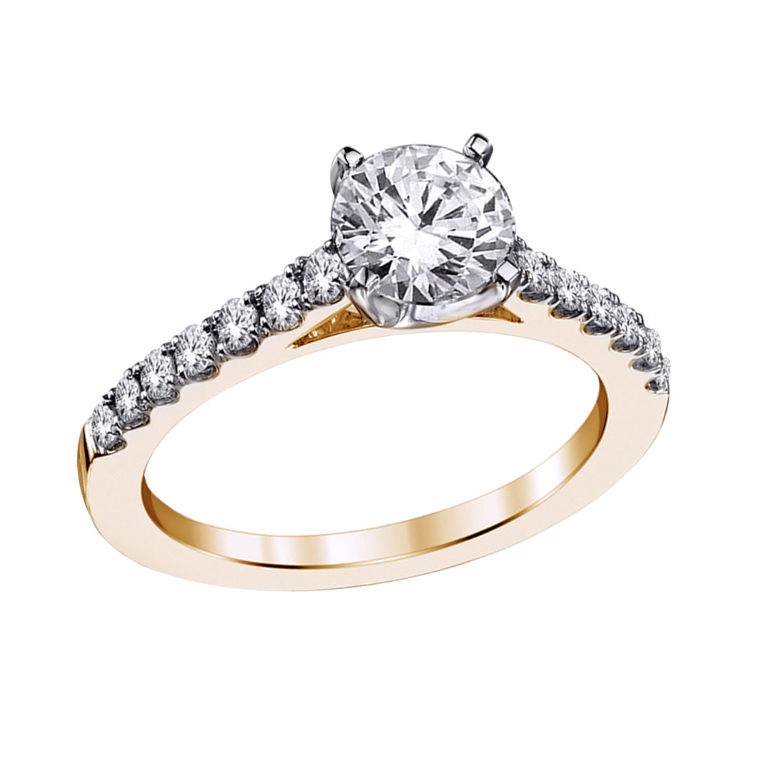 1CT Lab Grown Engagement Rings with Accent Diamonds