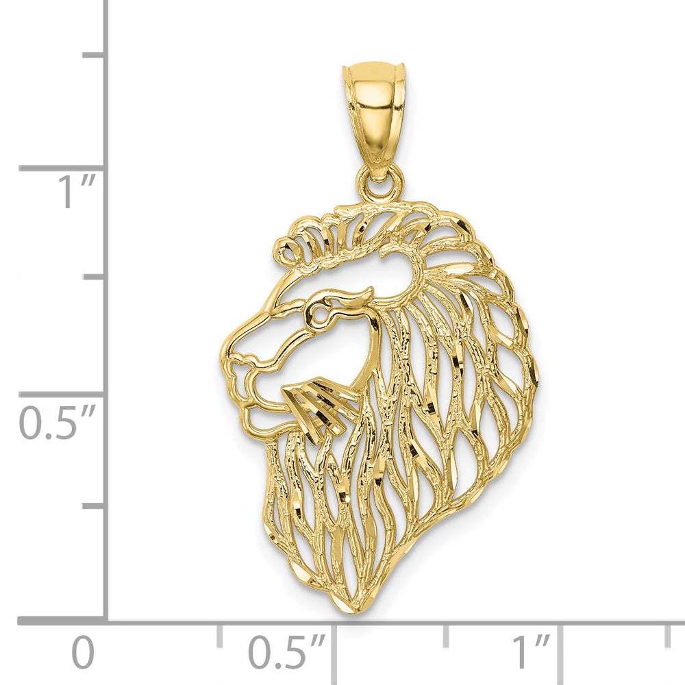10K Diamond-Cut Lion Profile Pendant