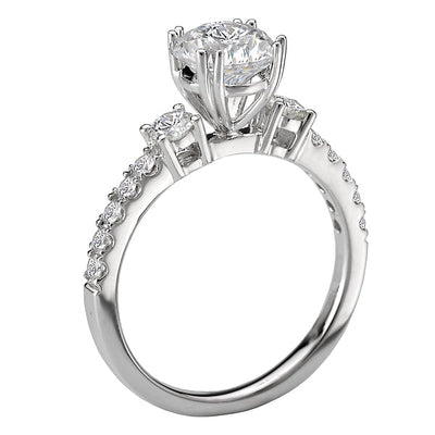 3-Stone Semi-Mount Diamond Ring