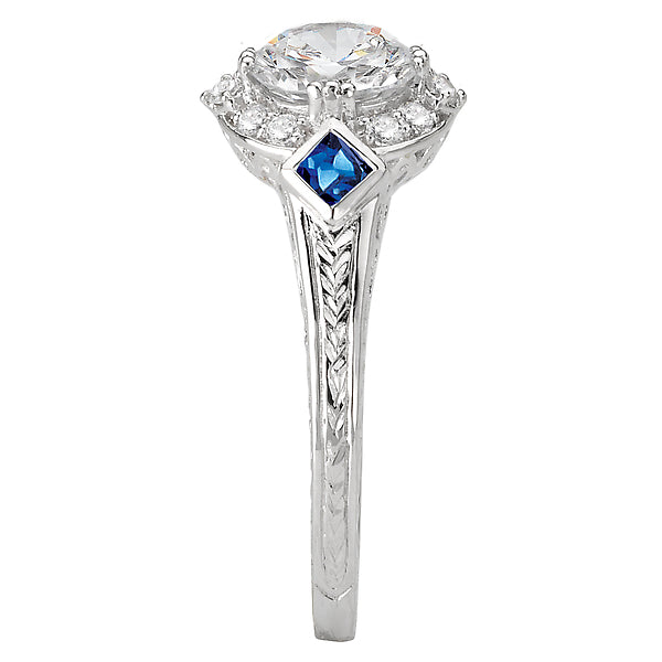 Sapphire and Diamond Semi-Mount Ring