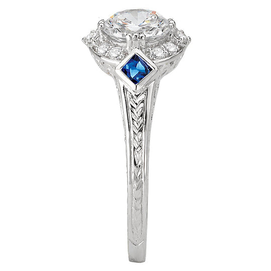 Sapphire and Diamond Semi-Mount Ring
