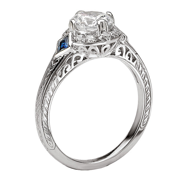 Sapphire and Diamond Semi-Mount Ring