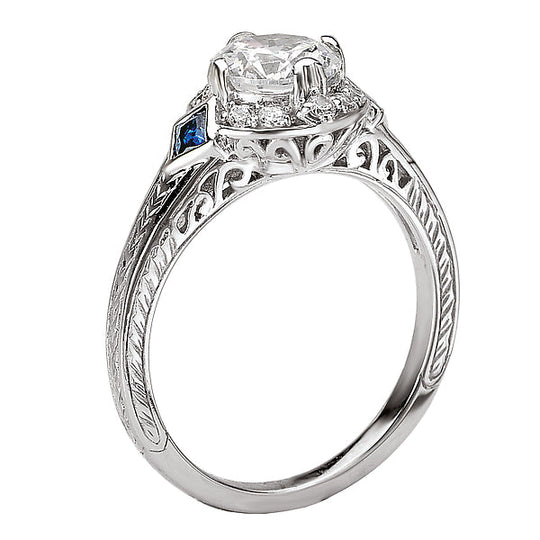 Sapphire and Diamond Semi-Mount Ring