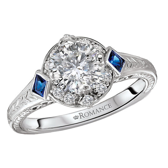 sapphire and diamond semi-mount ring