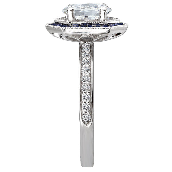 Halo Semi Mount Diamond and Gemstone Ring