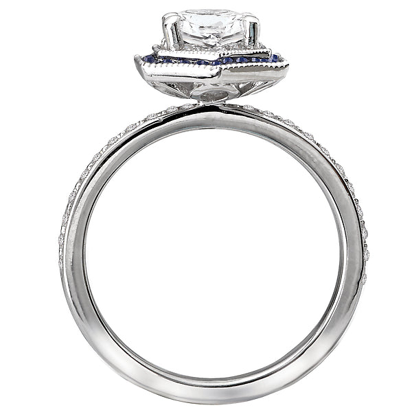 Halo Semi Mount Diamond and Gemstone Ring