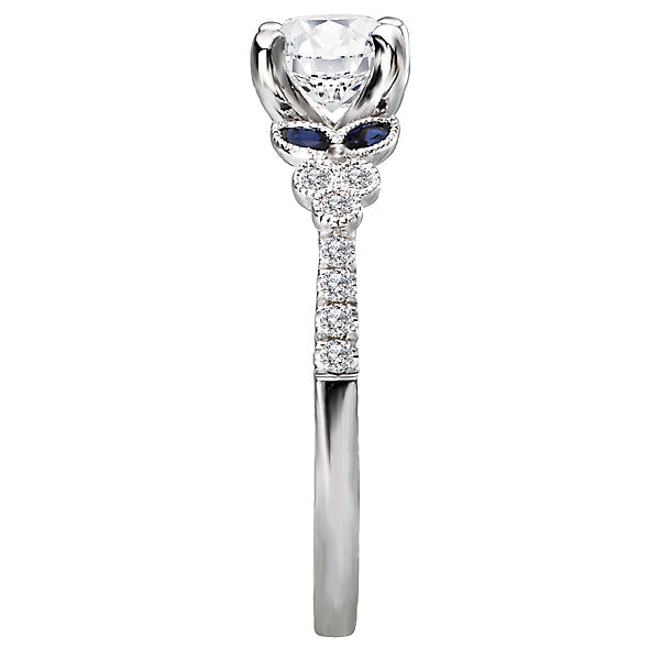 Sapphire and Diamond Semi-Mount Ring