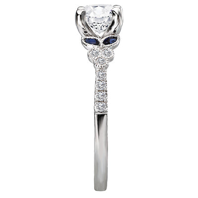 Sapphire and Diamond Semi-Mount Ring