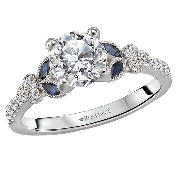 sapphire and diamond semi-mount ring