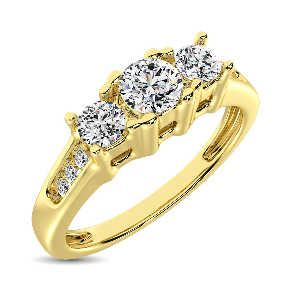 10K Yellow Gold 1/2 Ct.Tw. Diamond Three Stone Ring