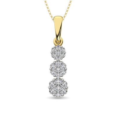 14K Yellow Gold 1/4 Ct.Tw. Diamond Flower Pendant