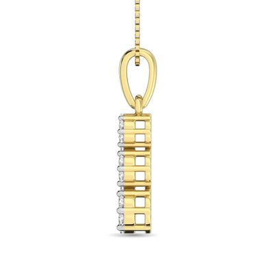 14K Yellow Gold 1/4 Ct.Tw. Diamond Flower Pendant
